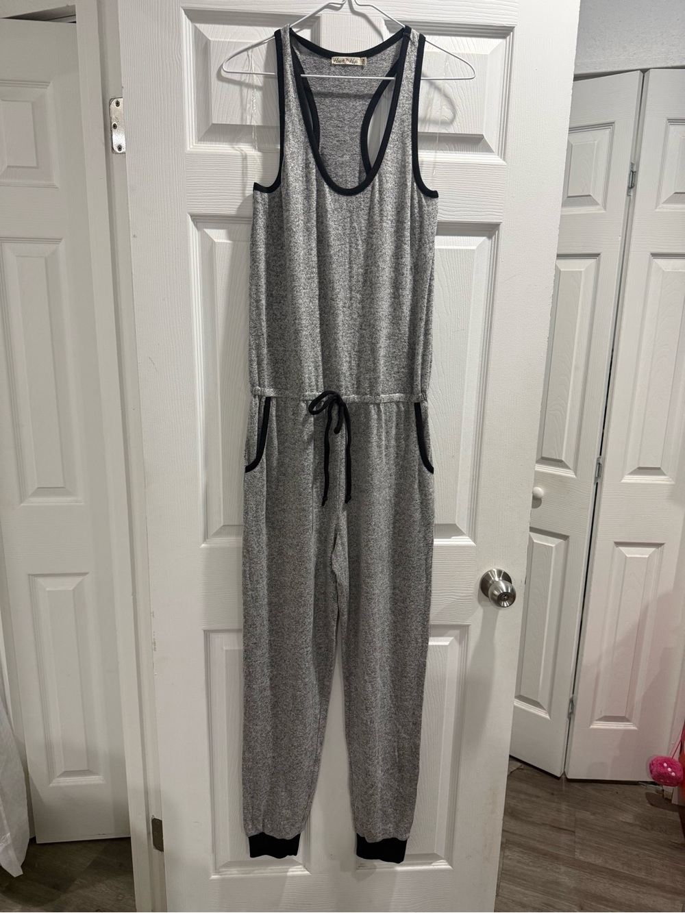 Heart Hips Grey Jumpsuit with Black Trim